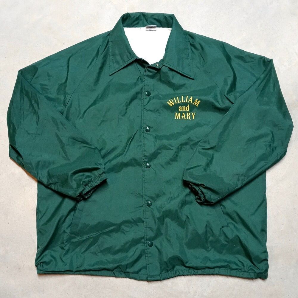 Vintage William and Mary Tribe Coaches Windbreaker Jacket Size XL